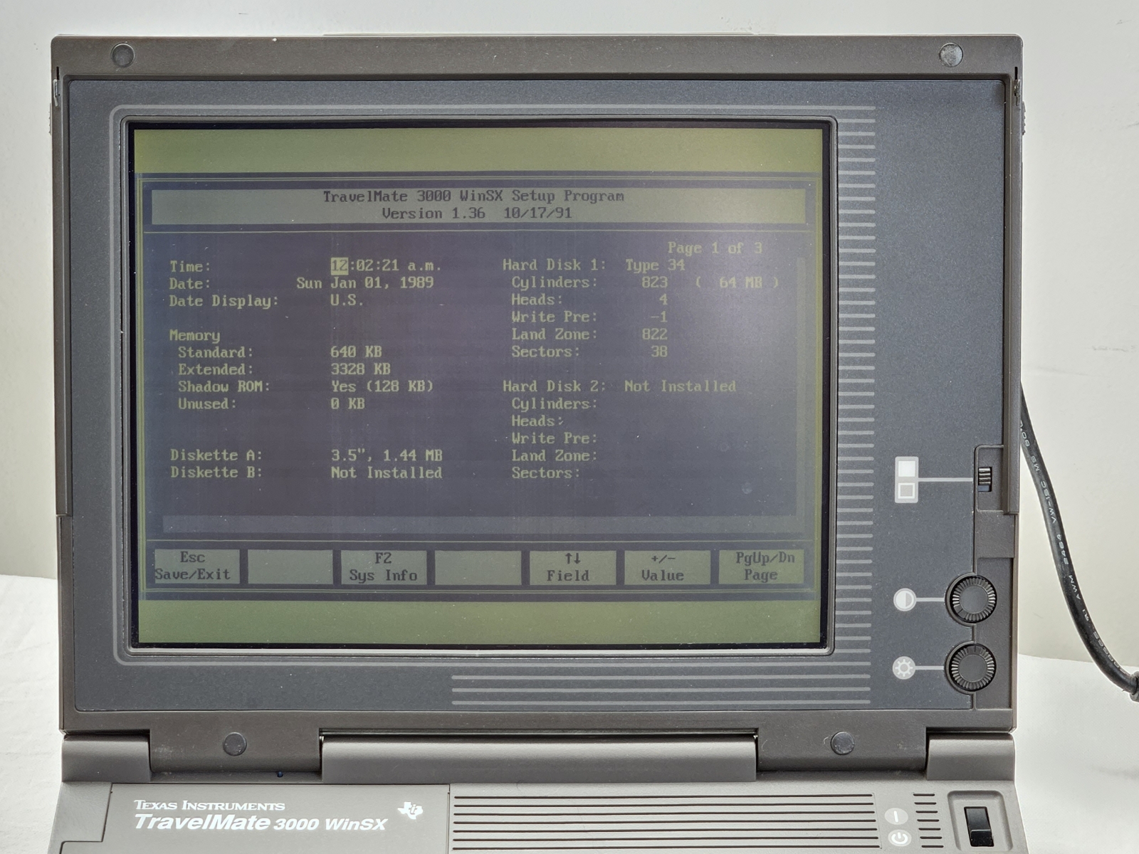 Vintage Laptop Texas Instruments 3000 cpu 386 5