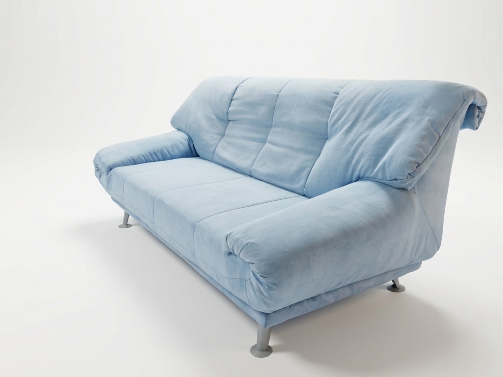 Divano Moderno in Alcantara Azzurro Polvere – Design Soft 3