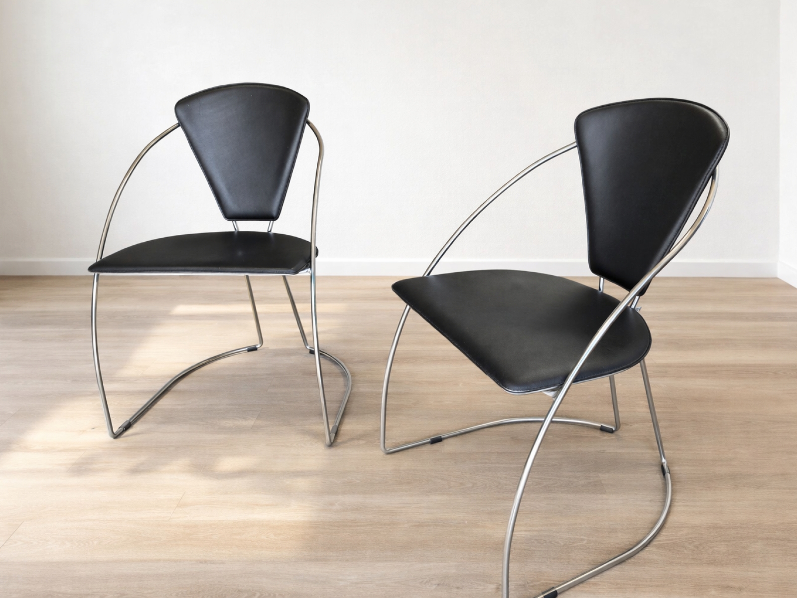 Sedie Arrben “Linda” in Pelle Naturale Italiana con Gambe Cromate 2