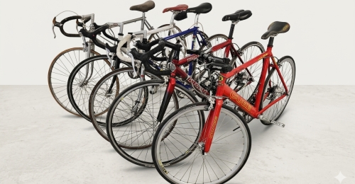 Set di biciclette vintage da restaurare