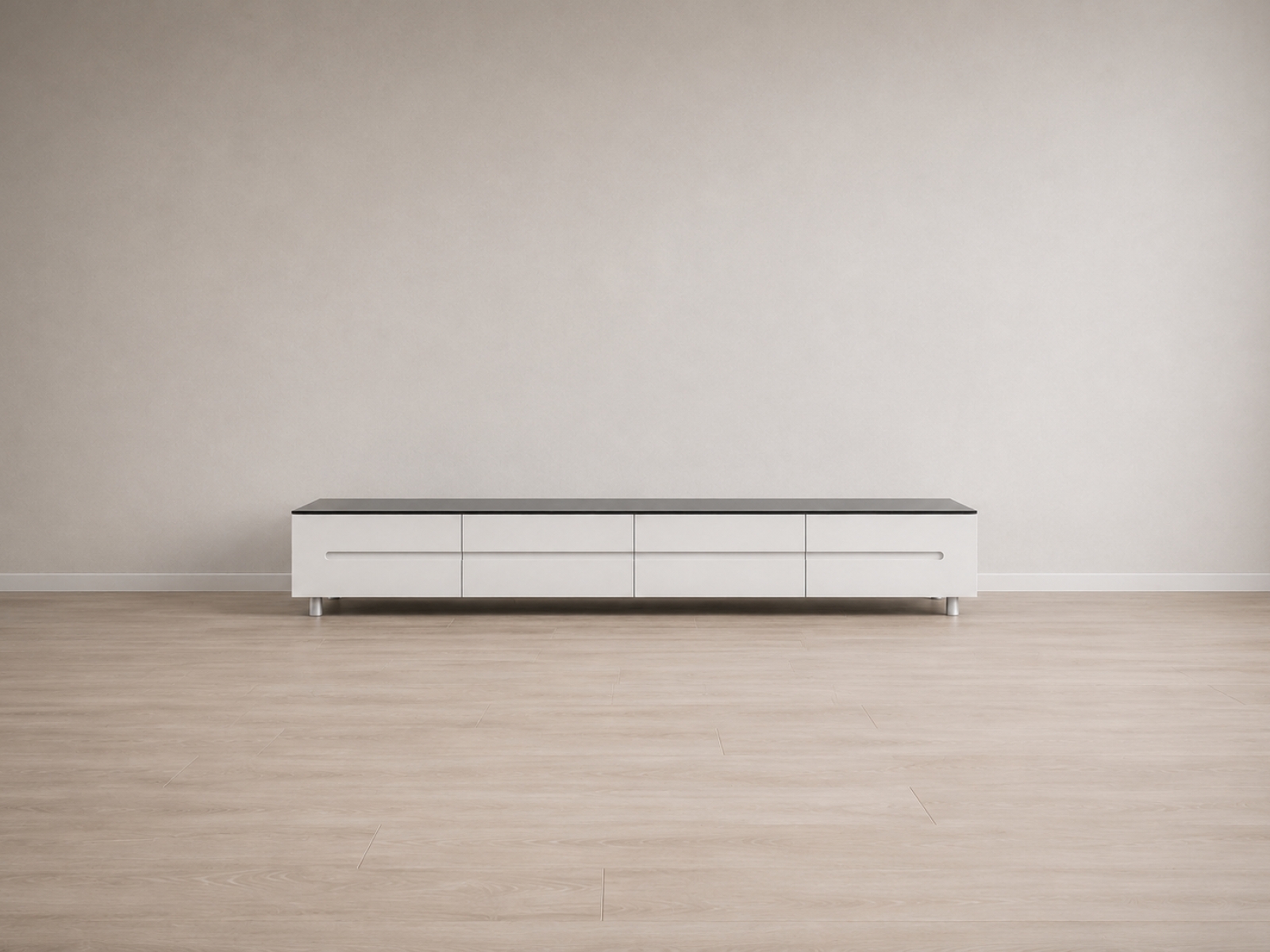 Mobile porta TV / madia moderna bianco lucido con piano nero – 236 cm 3