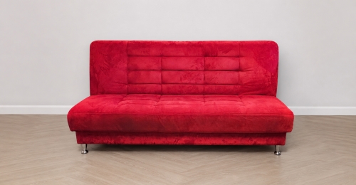 Divano letto 3 posti in tessuto rosso &ndash; Moderno e pratico