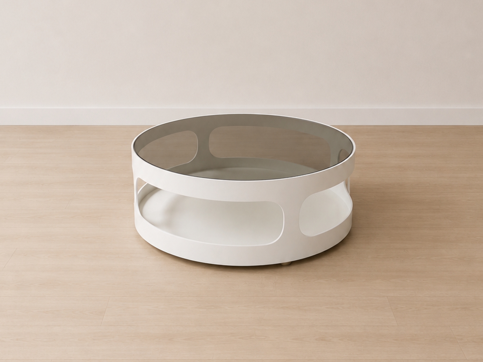 Tavolino da salotto di design con piano in vetro fumé 2