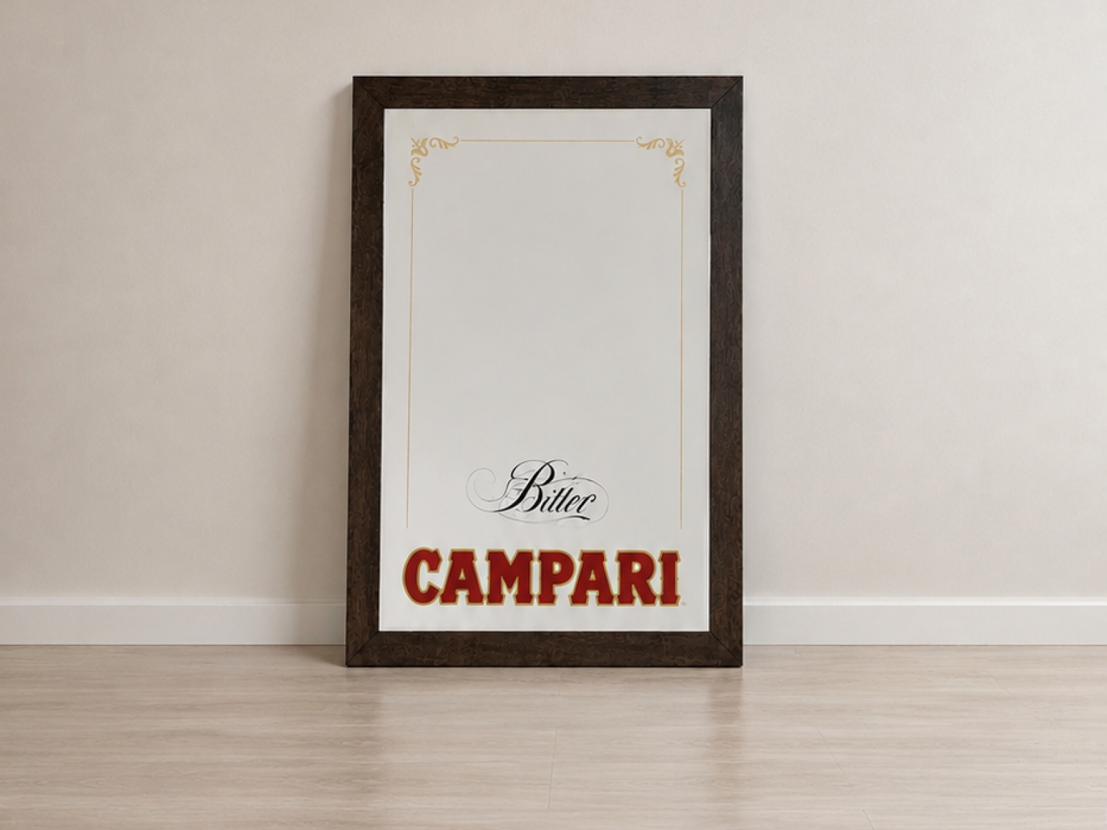 Specchio vintage Bitter Campari – Cornice in legno – 90×61cm 2
