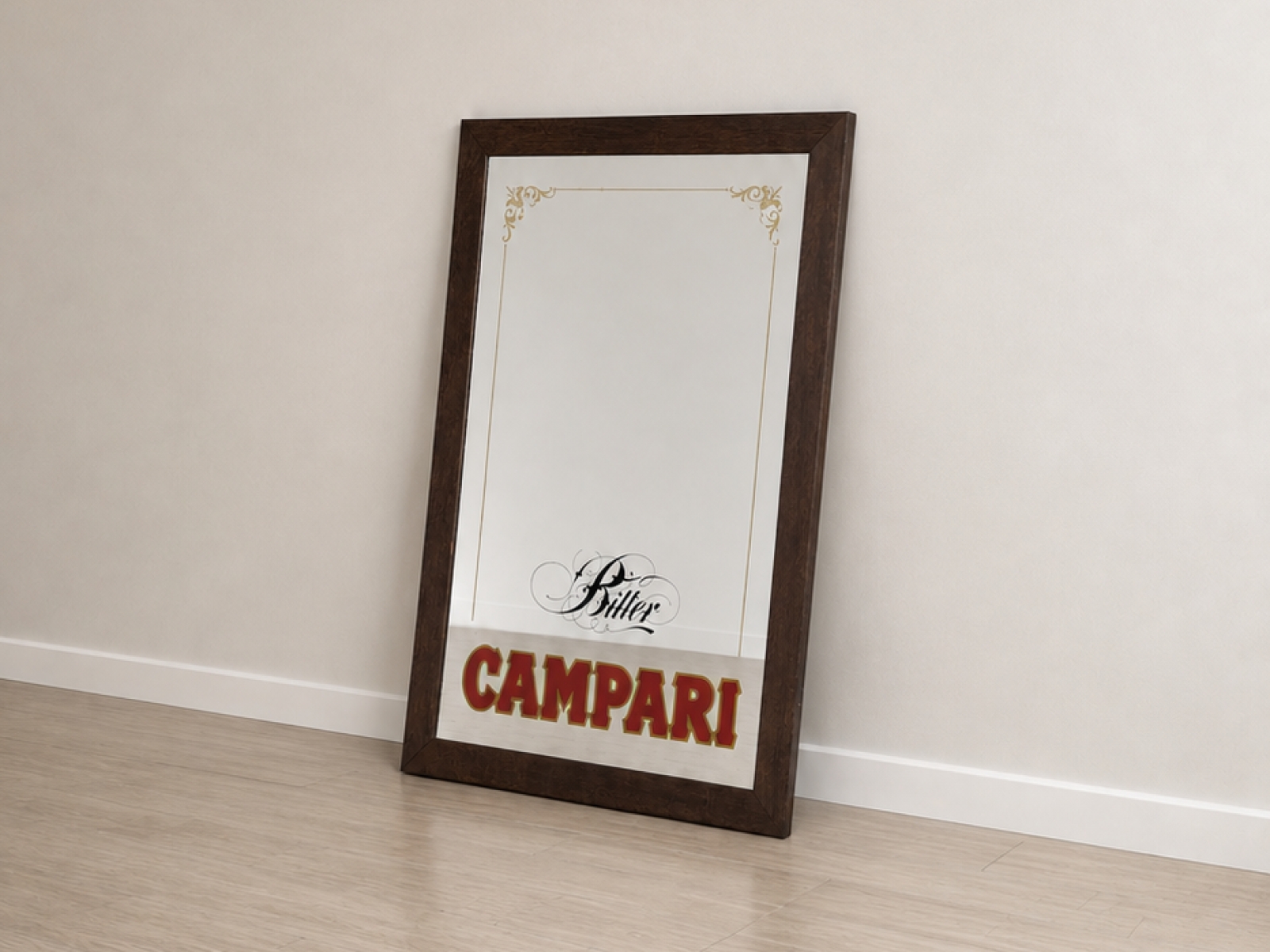 Specchio vintage Bitter Campari – Cornice in legno – 90×61cm 3