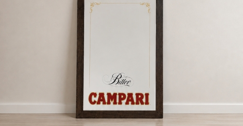Specchio vintage Bitter Campari &ndash; Cornice in legno &ndash; 90&times;61cm