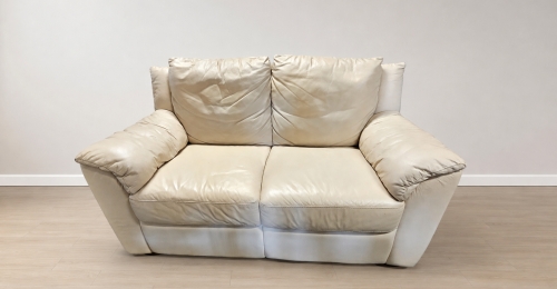 Divano 2 posti in vera pelle color crema