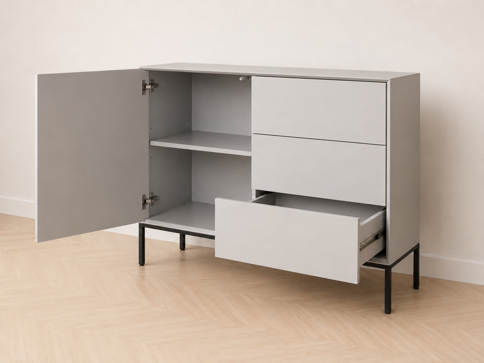 Comò Conforama Mouse grigio 1 anta 3 cassetti 5