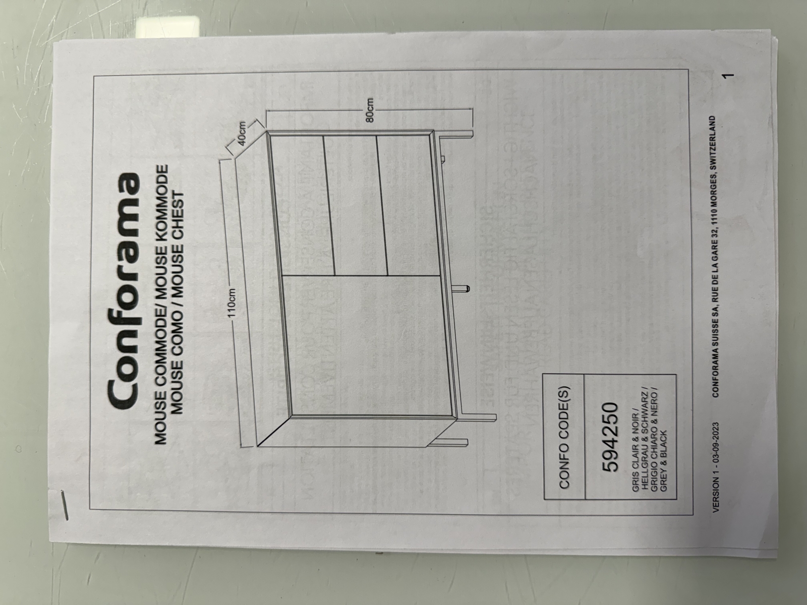 Comò Conforama Mouse grigio 1 anta 3 cassetti 6