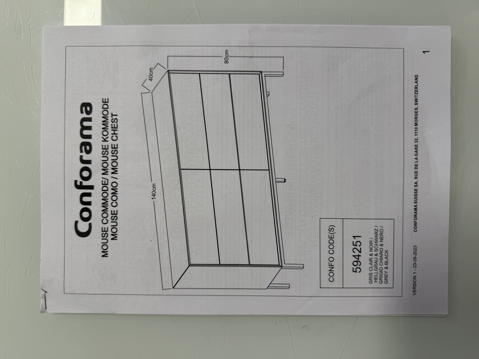 Comò Conforama Mouse grigio 6 cassetti 6
