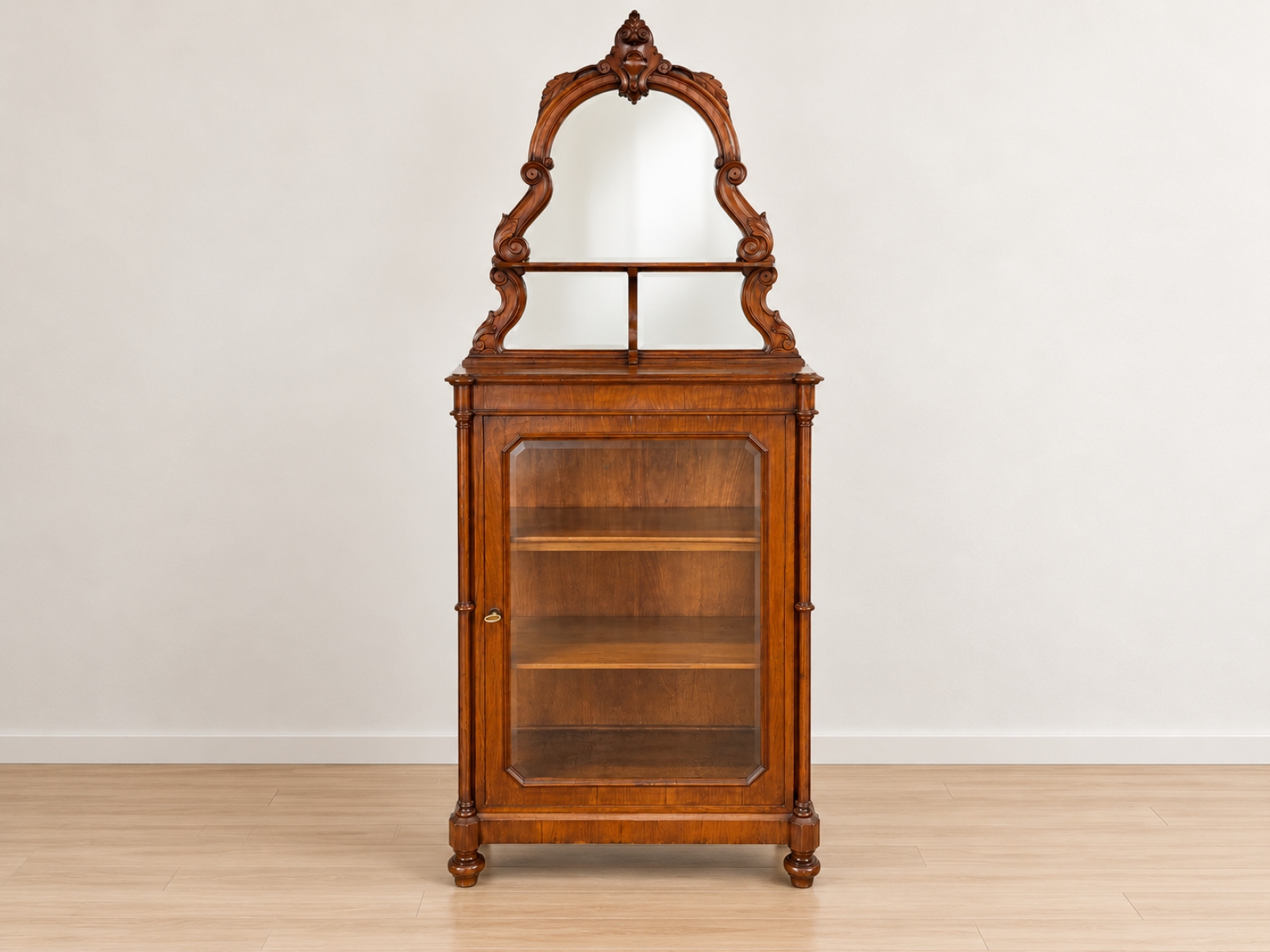 Credenza/vetrina antica in legno con specchio 2