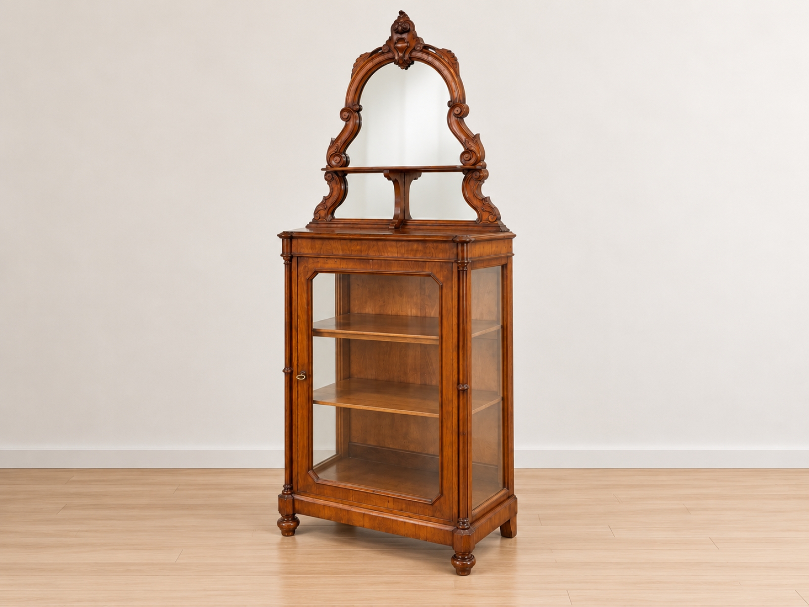Credenza/vetrina antica in legno con specchio 6