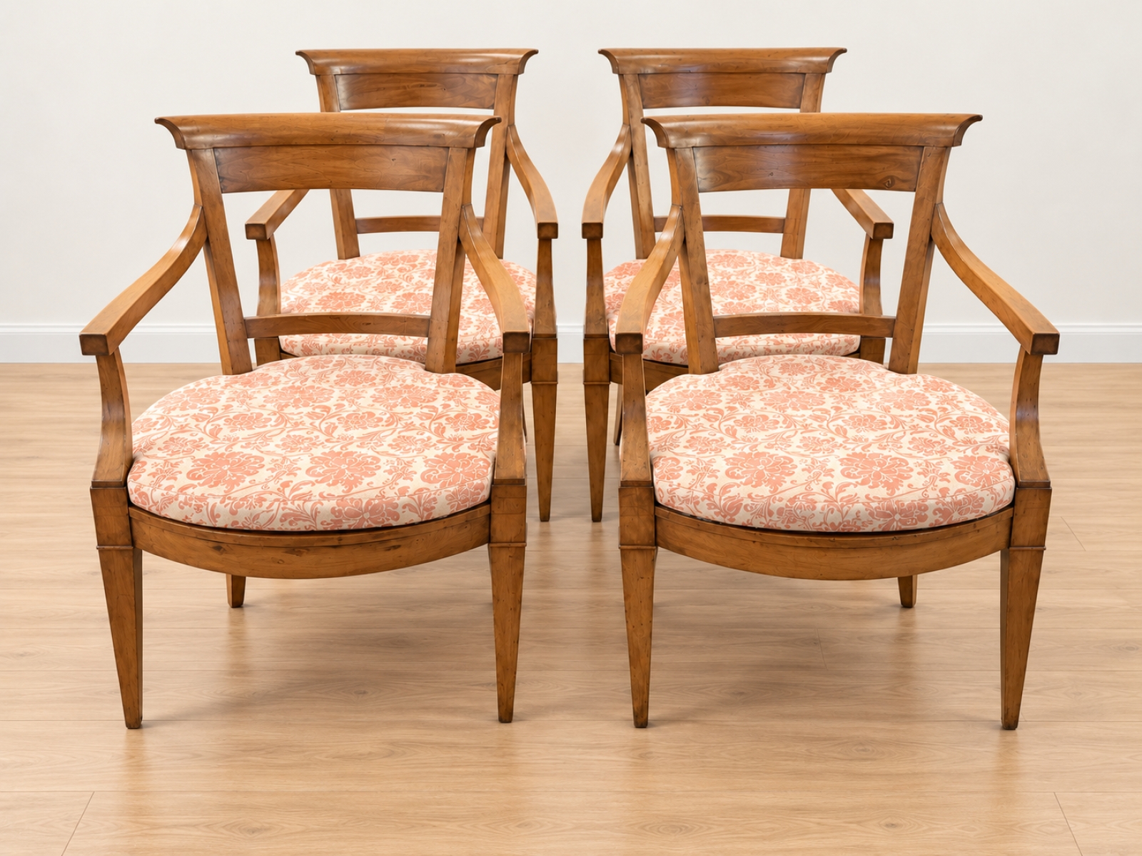 Set di 4 poltroncine in legno con seduta floreale 5