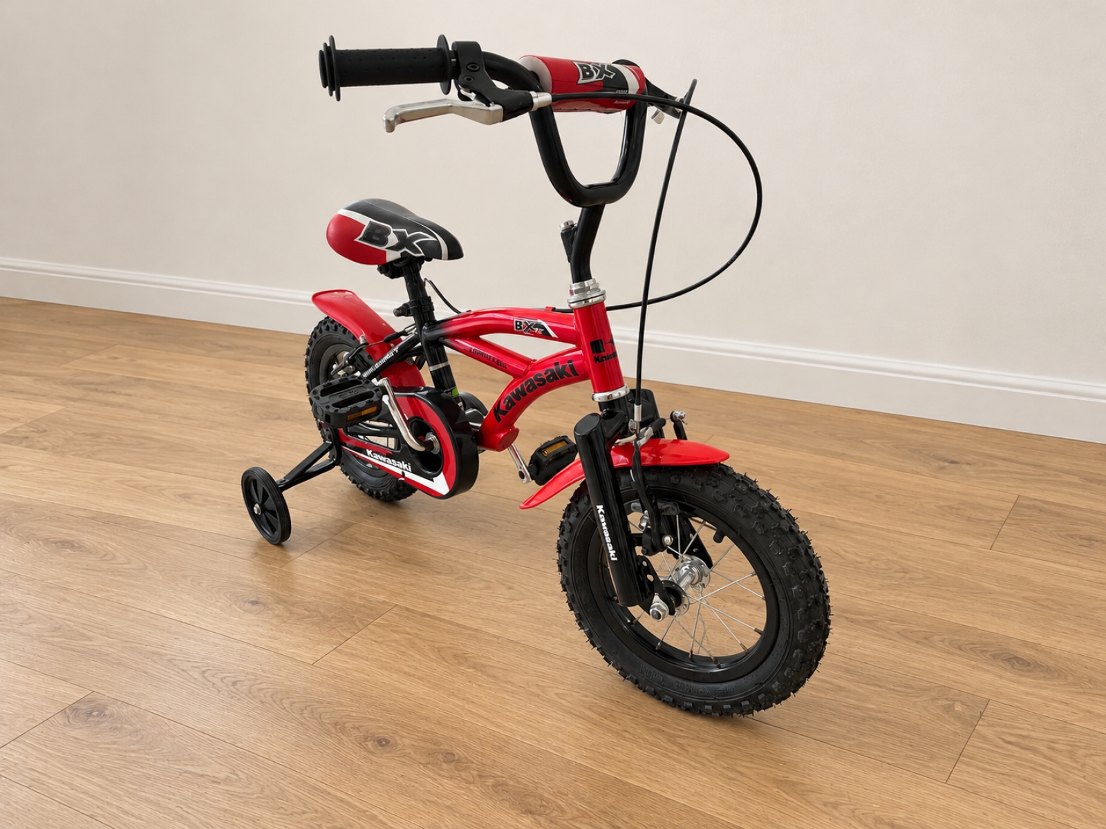 Bicicletta per bambini Kawasaki rossa e nera con rotelle (Nr. 17) 3