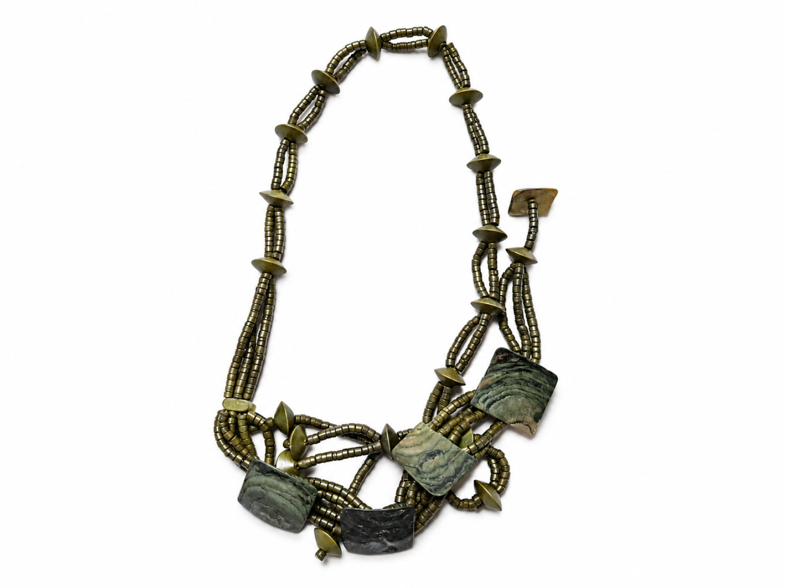 Cintura lunga multigiro stile etnico – verde e bronzo 2