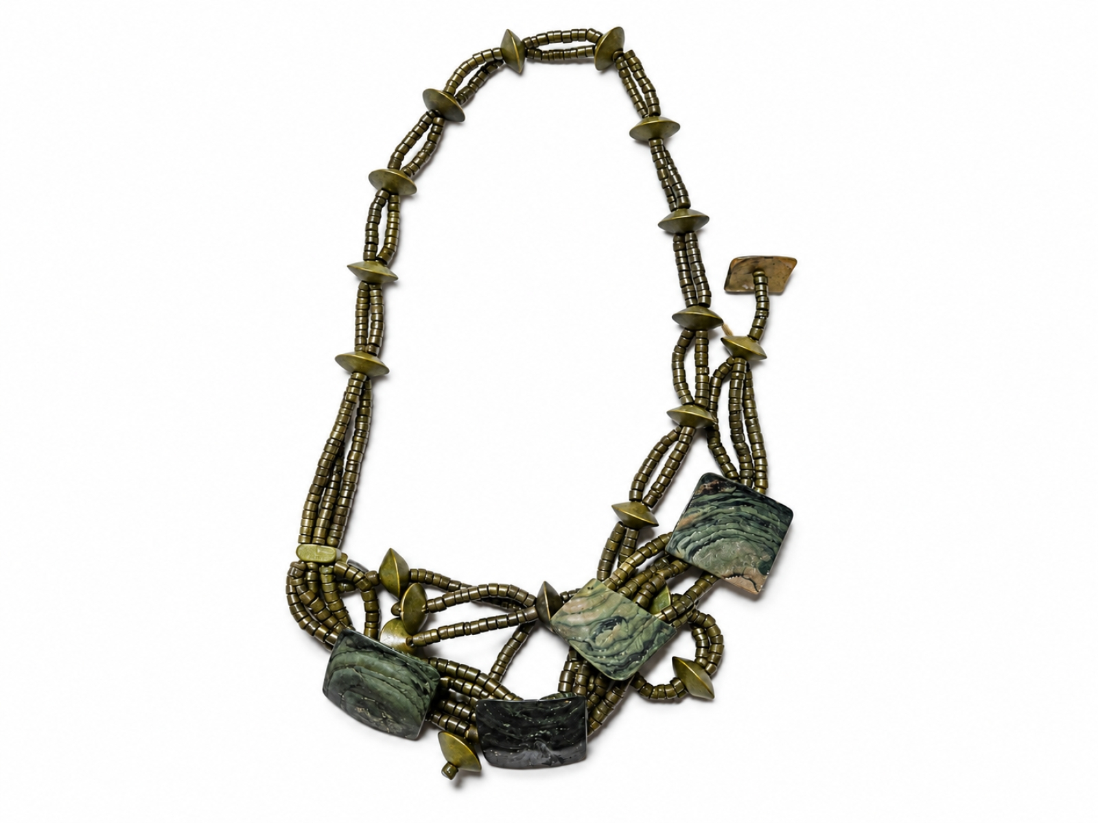 Cintura lunga multigiro stile etnico – verde e bronzo 3