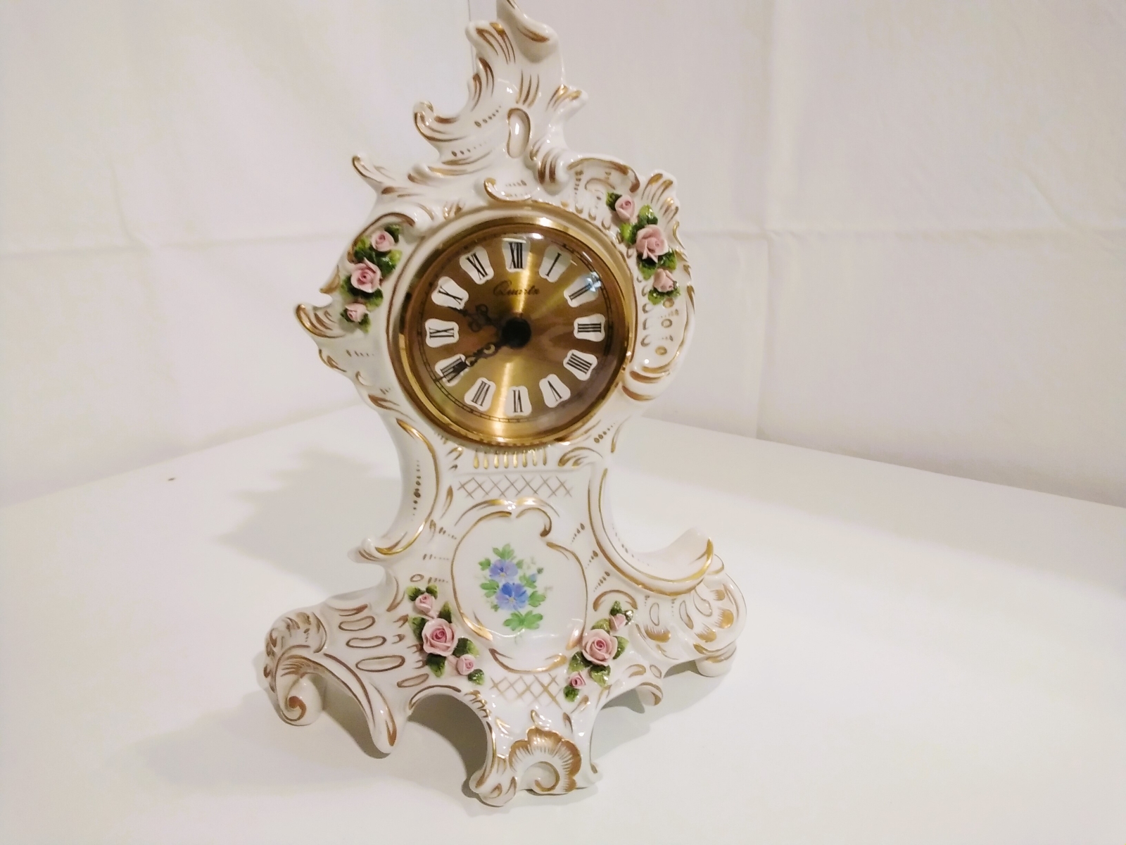 Orologio da tavolo in porcellana Dipinto a mano Vintage 2