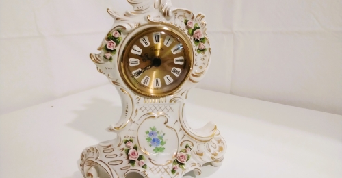 Orologio da tavolo in porcellana Dipinto a mano Vintage